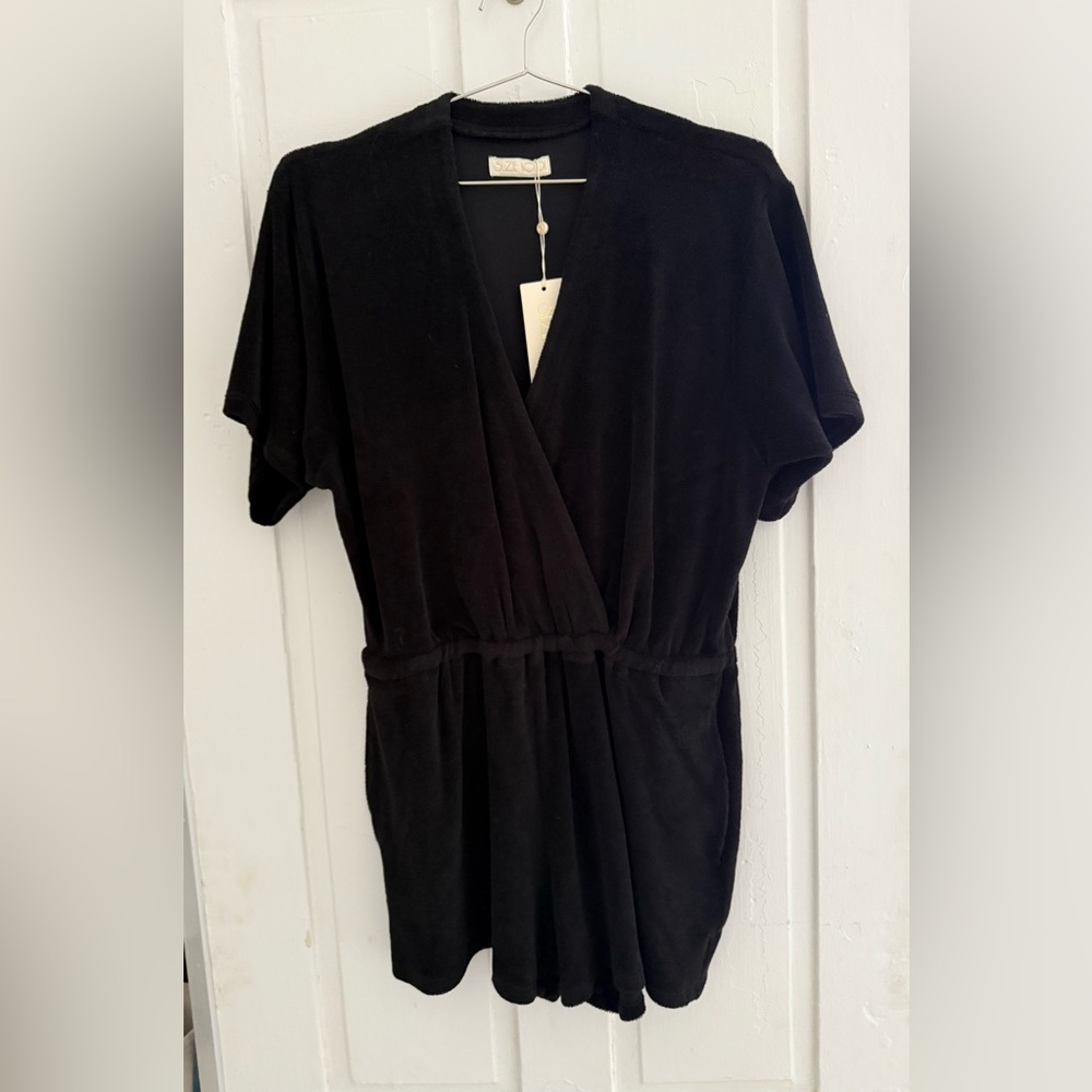 SUZIE KONDI Symi Wrap-front Romper In black Large